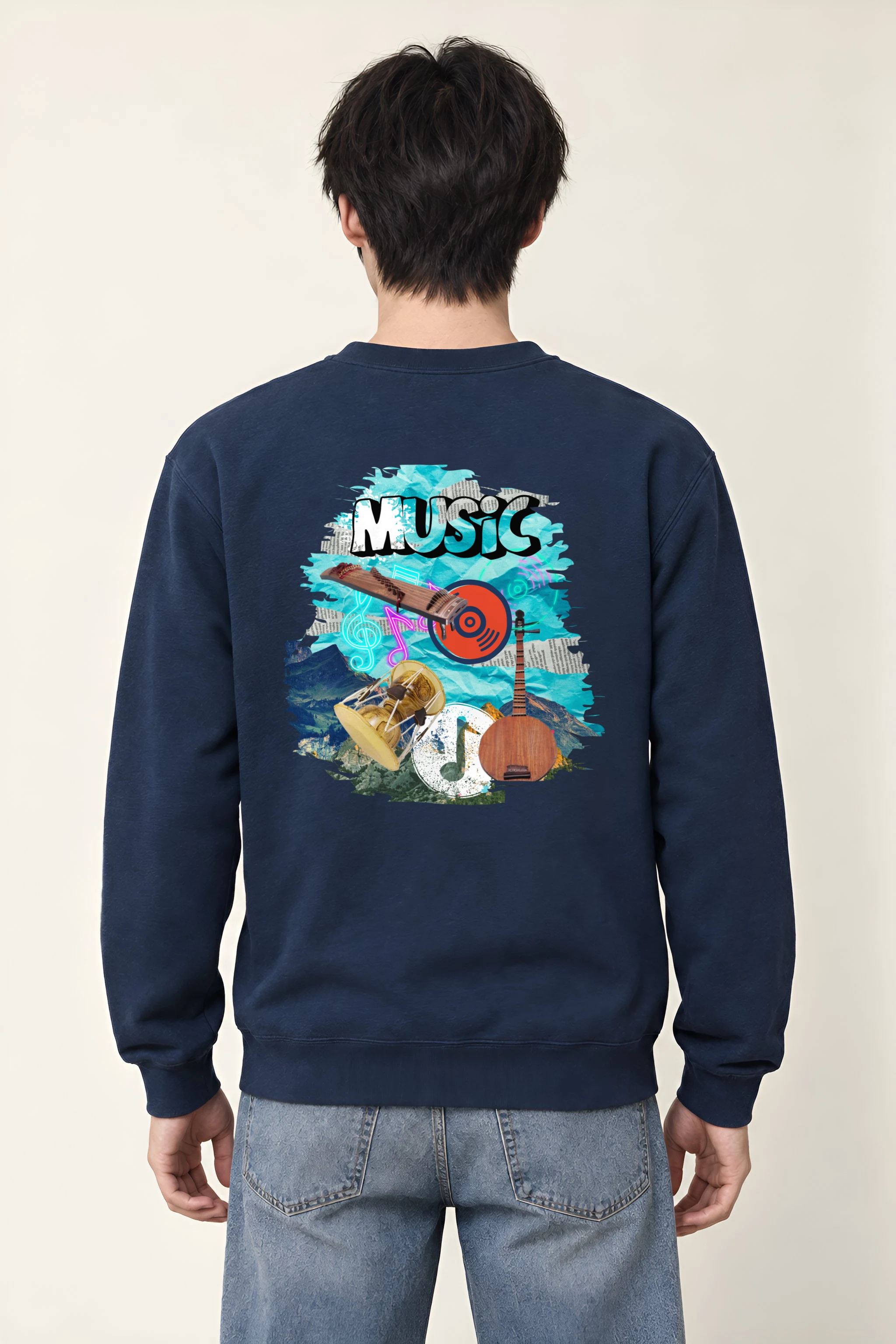 "Music Collage" Heavy Blend Unisex Crewneck Sweatshirt