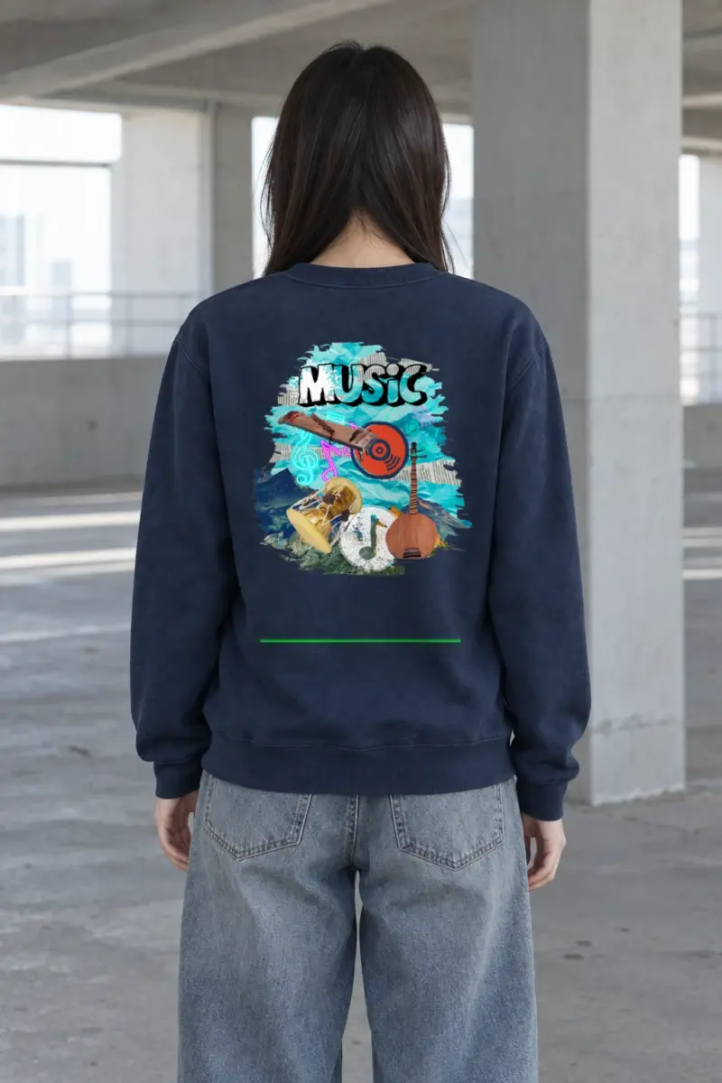 "Music Collage" Heavy Blend Unisex Crewneck Sweatshirt | Gildan 18000