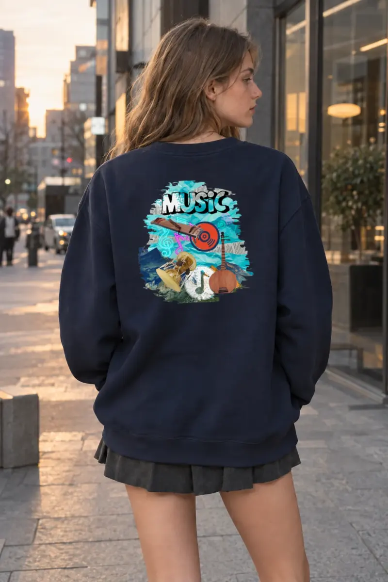 "Music Collage" Heavy Blend Unisex Crewneck Sweatshirt | Gildan 18000