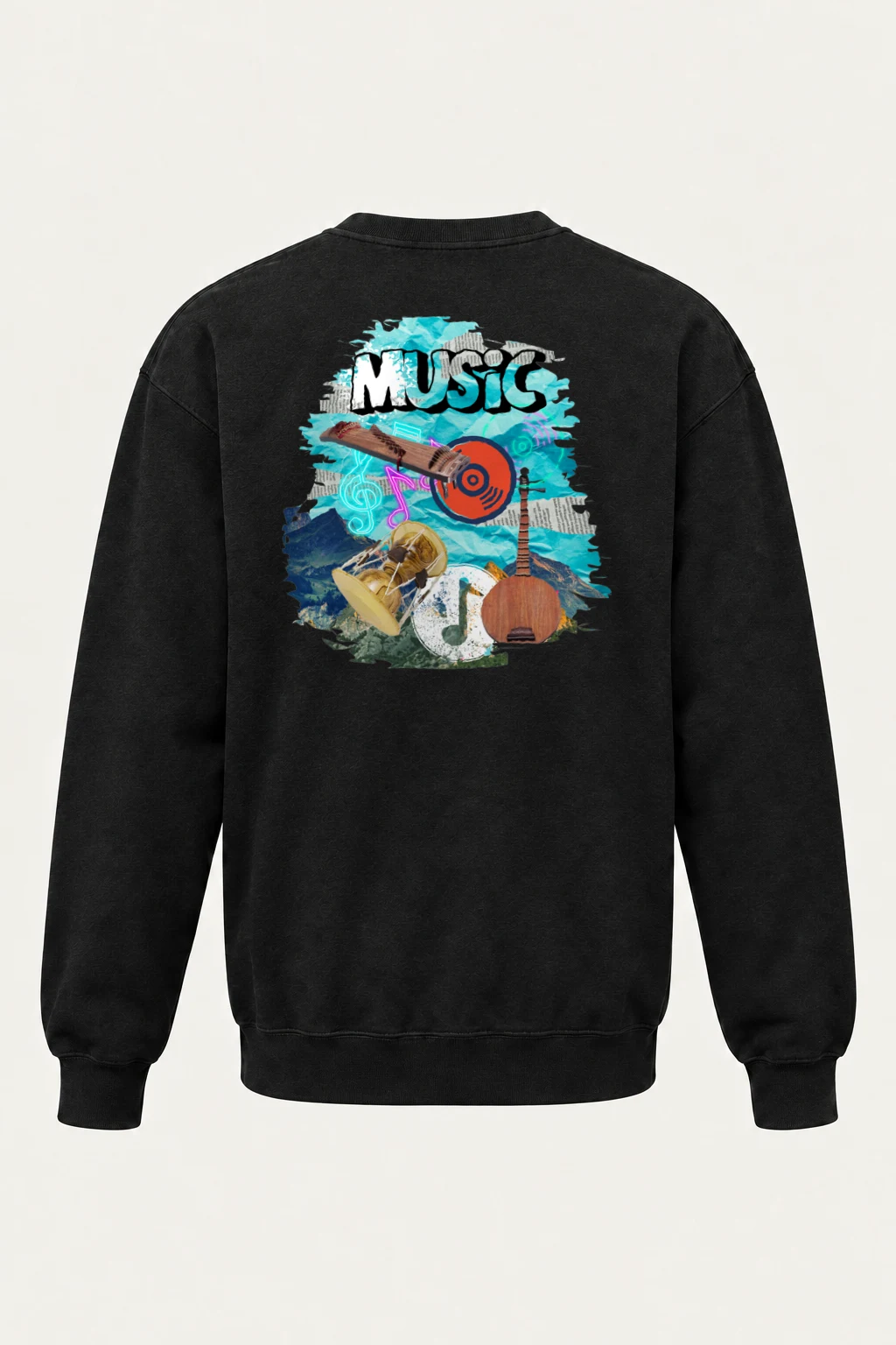 "Music Collage" Heavy Blend Unisex Crewneck Sweatshirt | Gildan 18000