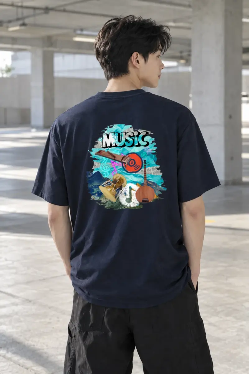 "Music Collage" Heavyweight Unisex Crewneck T-shirt | Gildan 5000