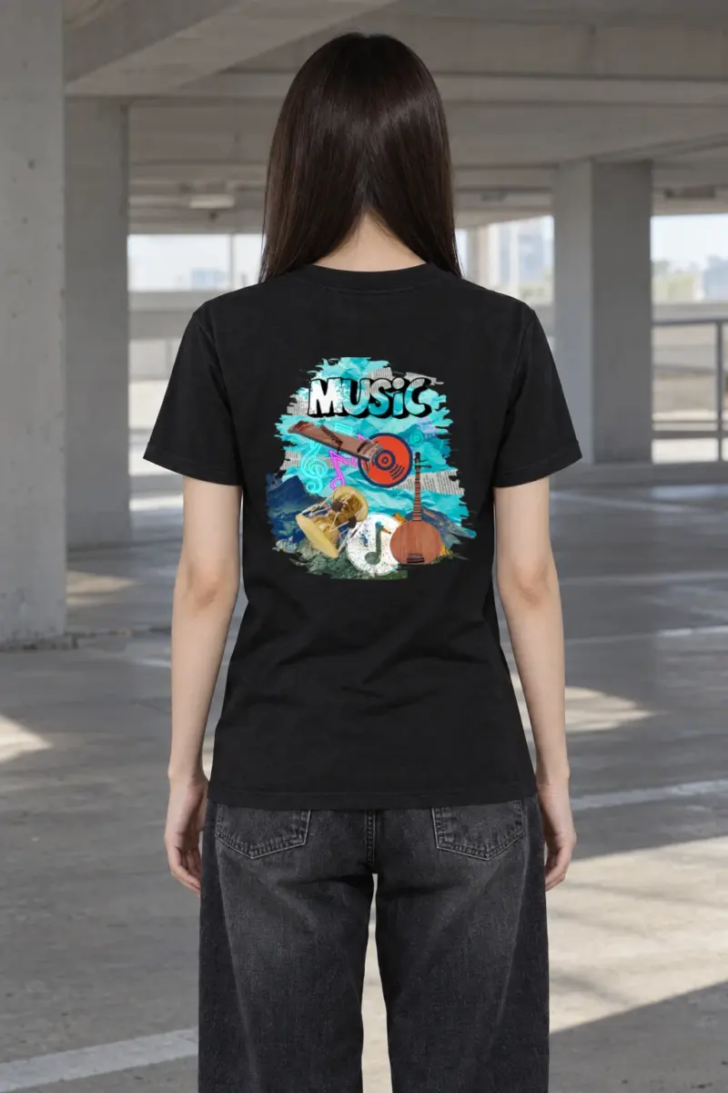 "Music Collage" Heavyweight Unisex Crewneck T-shirt