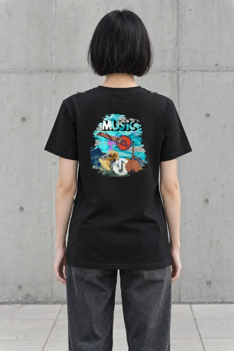 "Music Collage" Heavyweight Unisex Crewneck T-shirt