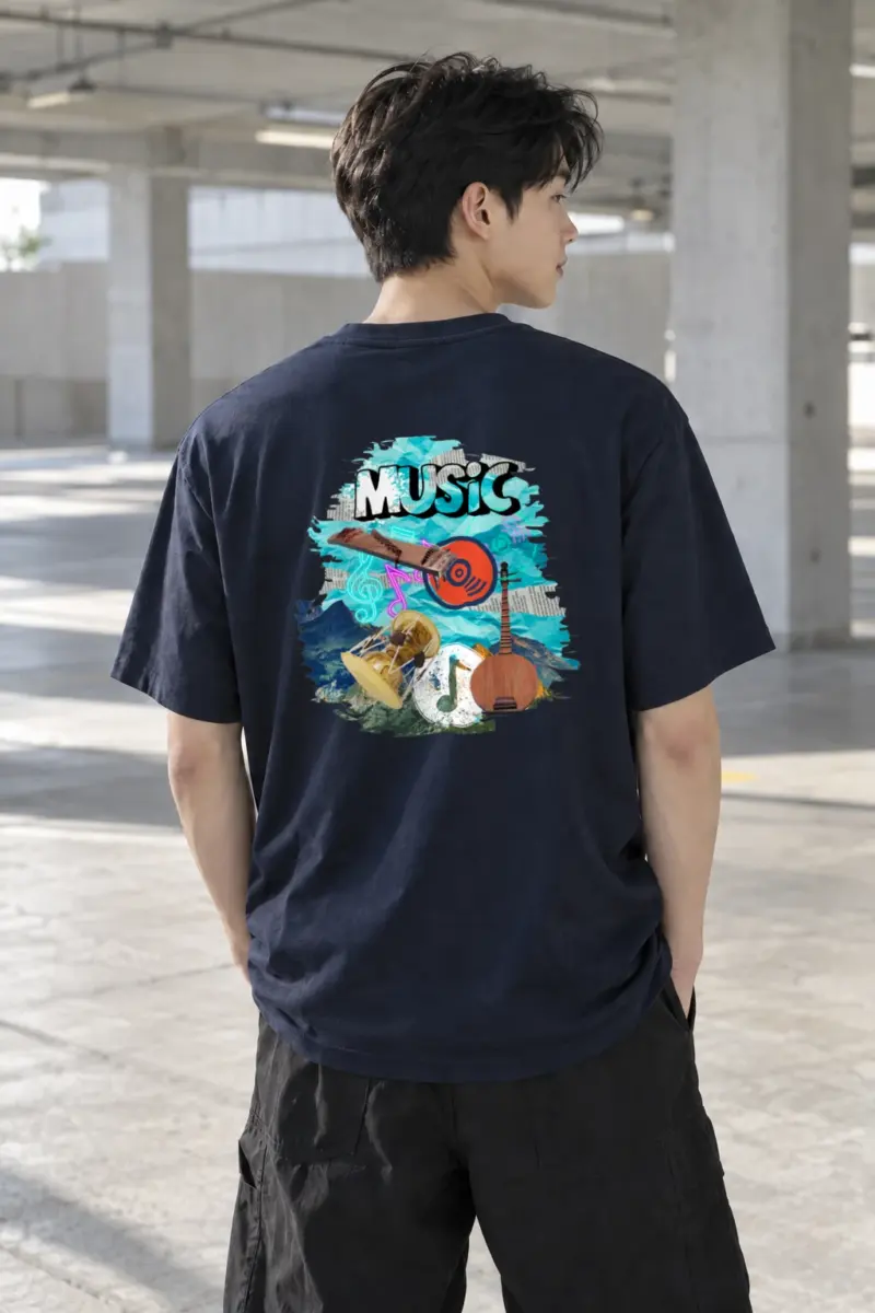 "Music Collage" Heavyweight Unisex Crewneck T-shirt | Gildan 5000