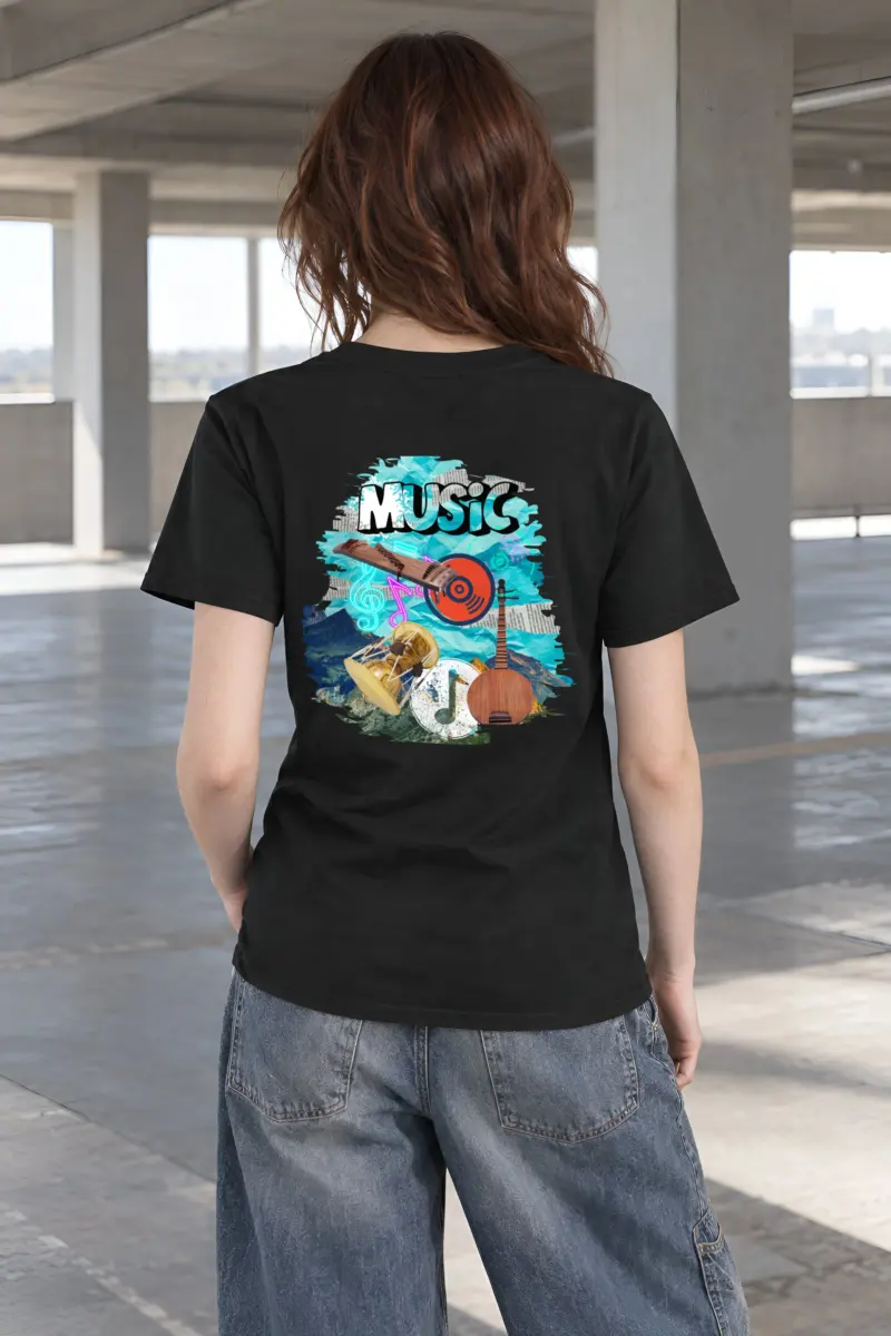 "Music Collage" Heavyweight Unisex Crewneck T-shirt