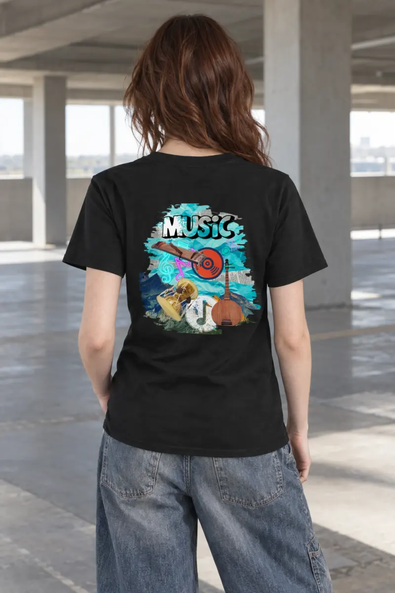 "Music Collage" Heavyweight Unisex Crewneck T-shirt