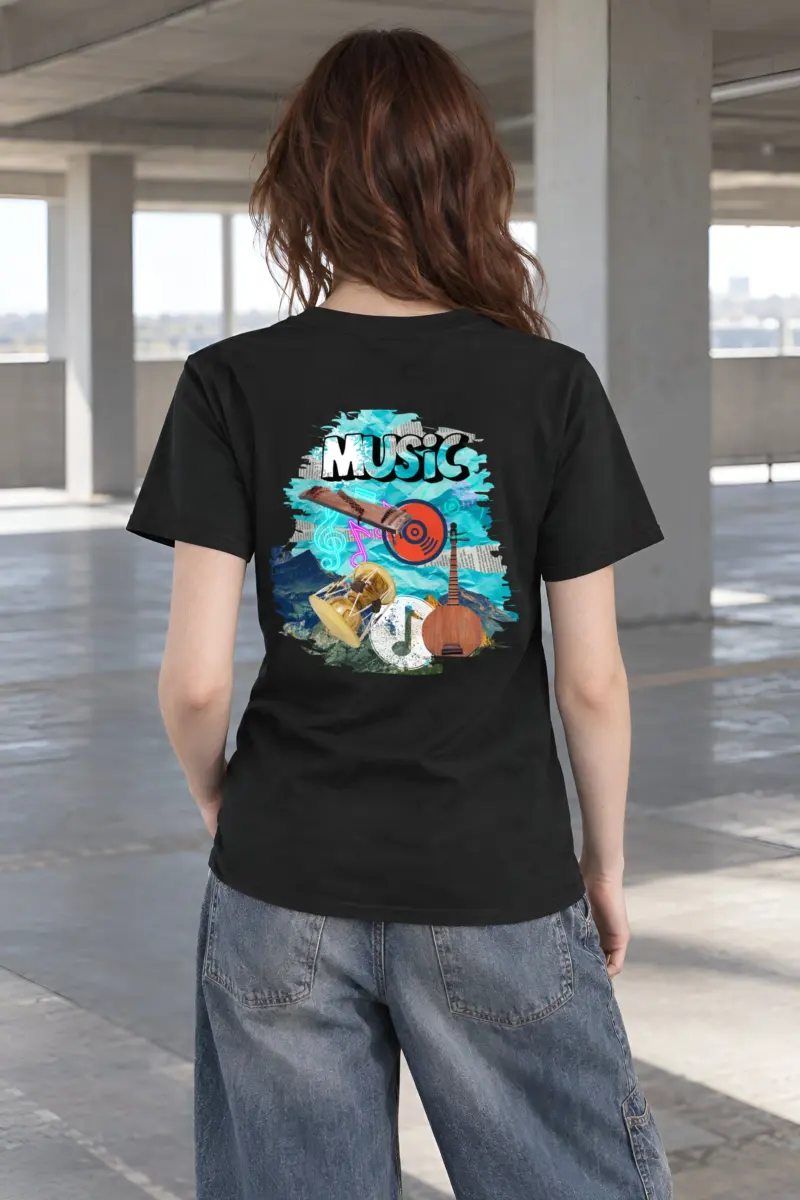 "Music Collage" Heavyweight Unisex Crewneck T-shirt