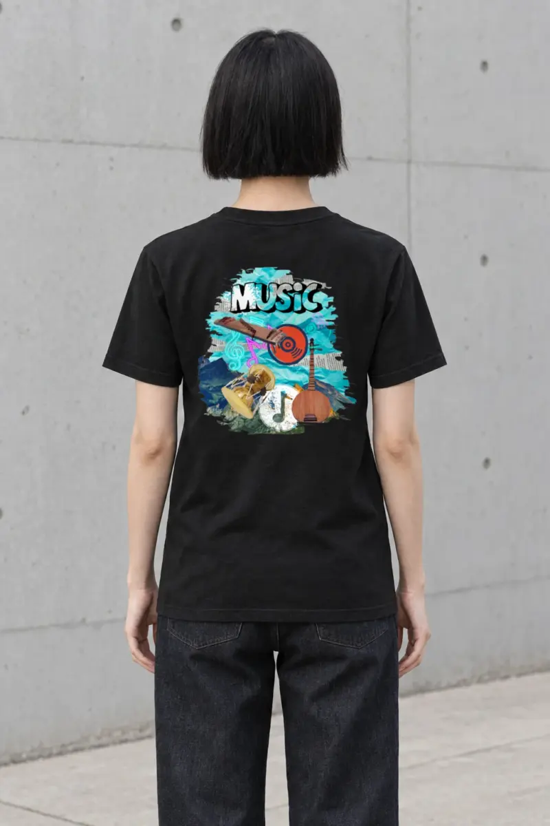 "Music Collage" Heavyweight Unisex Crewneck T-shirt