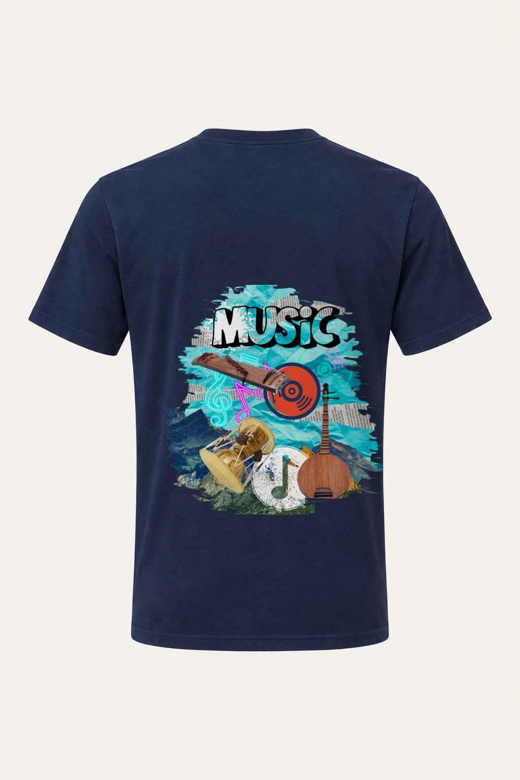 "Music Collage" Heavyweight Unisex Crewneck T-shirt | Gildan 5000