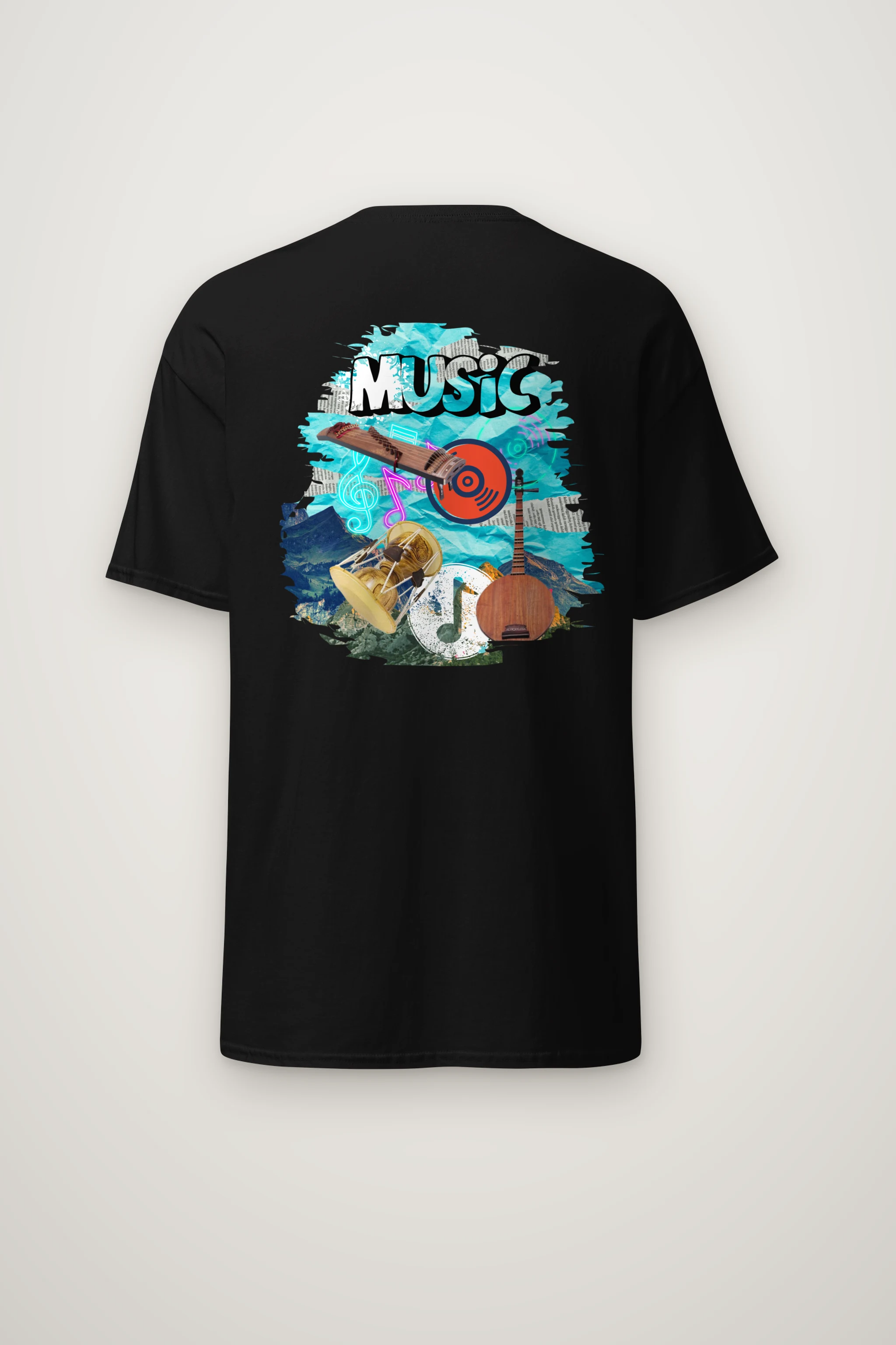 "Music Collage" Heavyweight Unisex Crewneck T-shirt