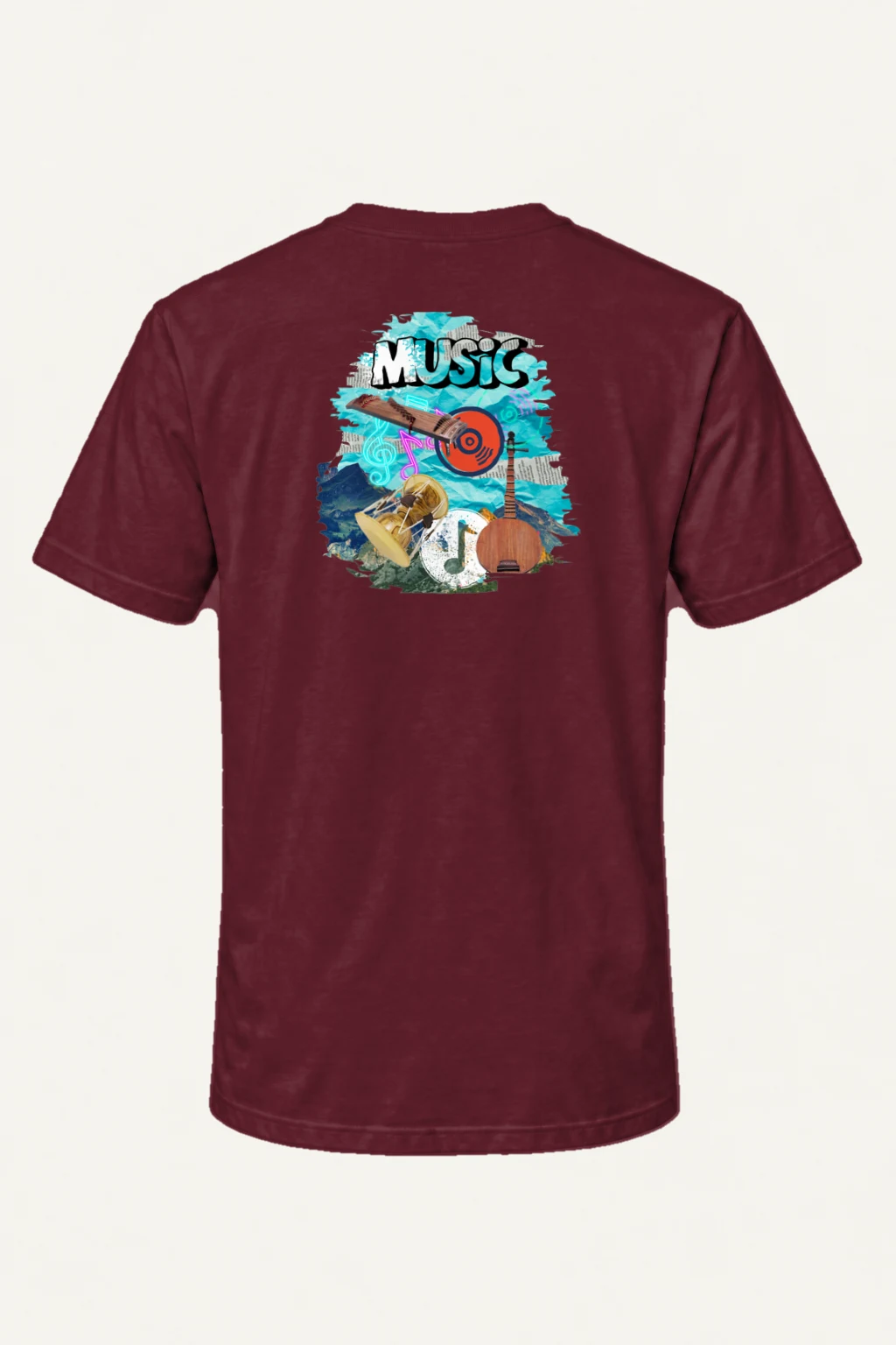 "Music Collage" Heavyweight Unisex Crewneck T-shirt | Gildan 5000