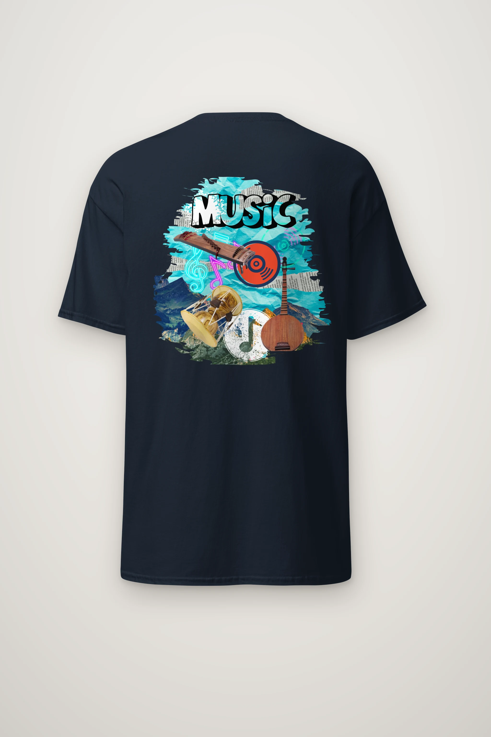 "Music Collage" Heavyweight Unisex Crewneck T-shirt