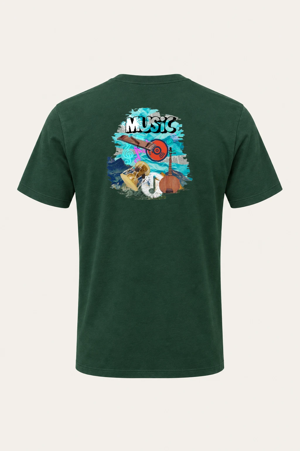 "Music Collage" Heavyweight Unisex Crewneck T-shirt | Gildan 5000