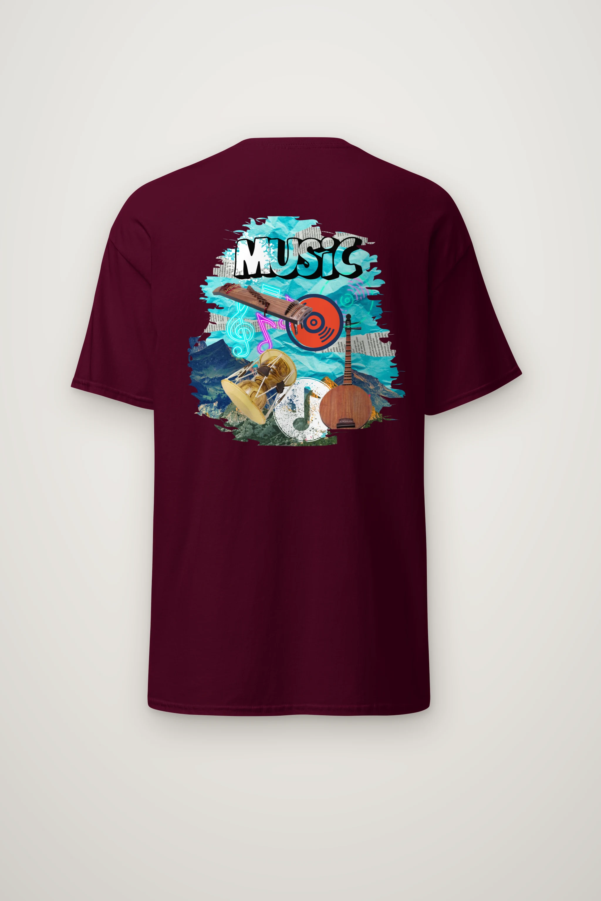 "Music Collage" Heavyweight Unisex Crewneck T-shirt