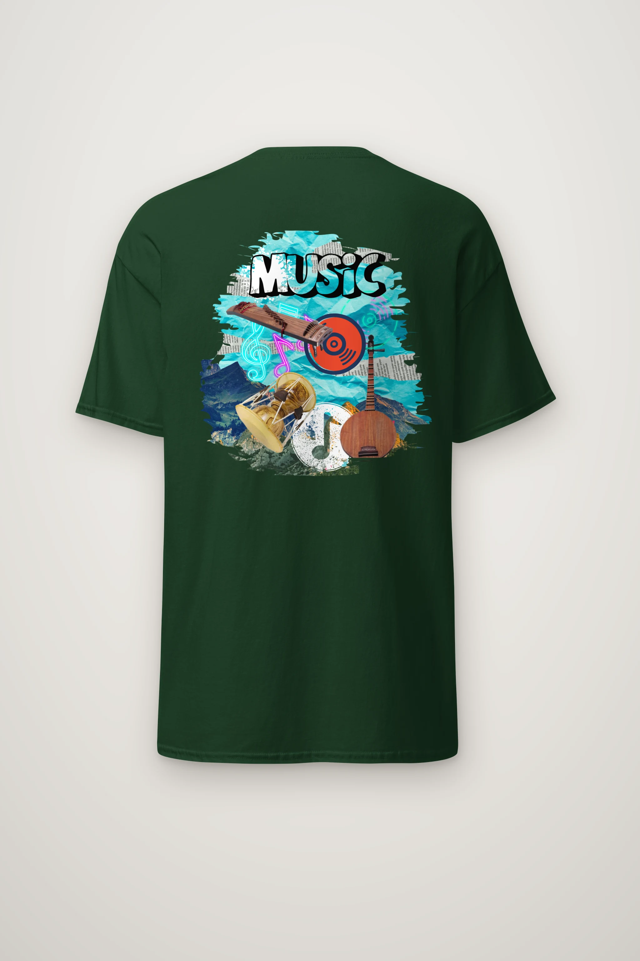 "Music Collage" Heavyweight Unisex Crewneck T-shirt
