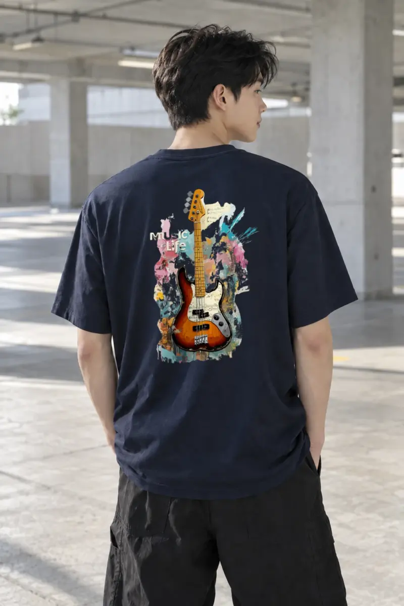 “Music Is Life” Heavyweight Unisex Crewneck T-shirt | Gildan 5000
