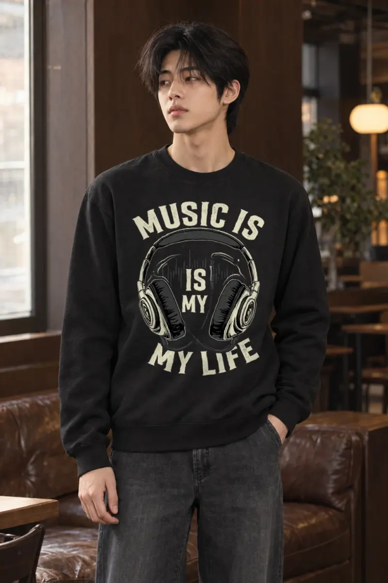 "Music Is My Life" Heavy Blend Unisex Crewneck Sweatshirt