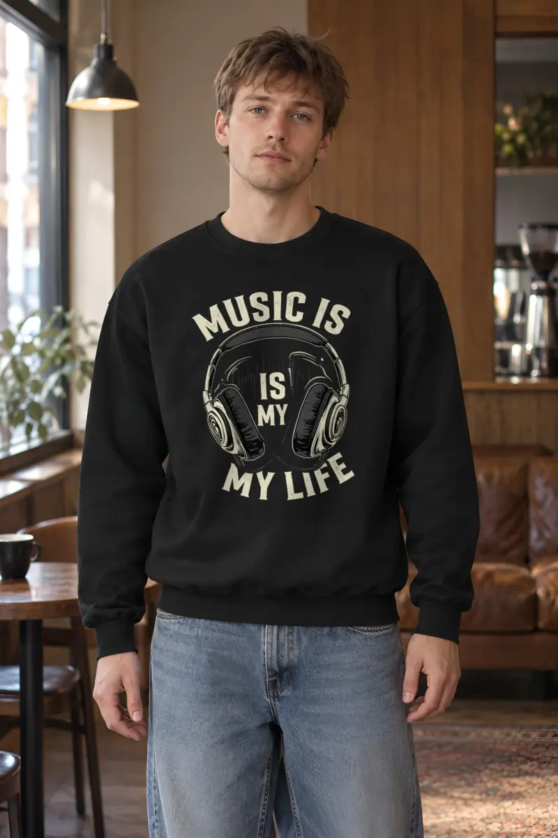 "Music Is My Life" Heavy Blend Unisex Crewneck Sweatshirt