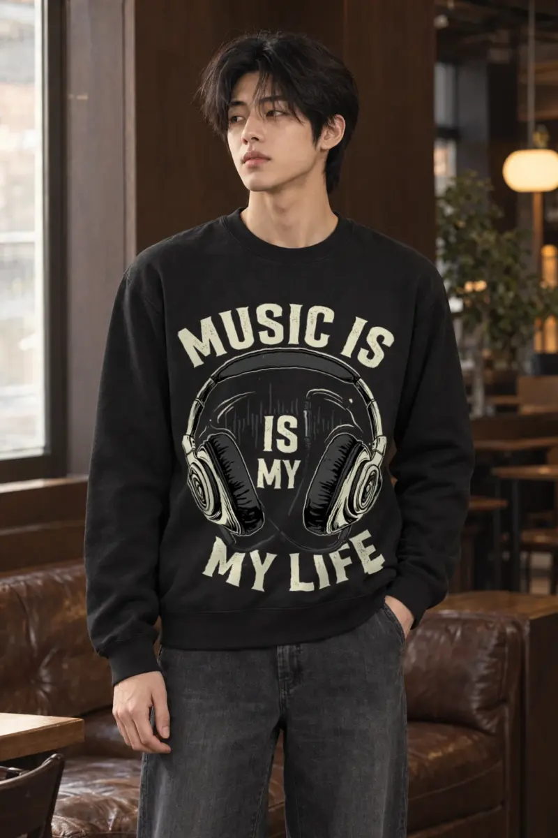 "Music Is My Life" Heavy Blend Unisex Crewneck Sweatshirt