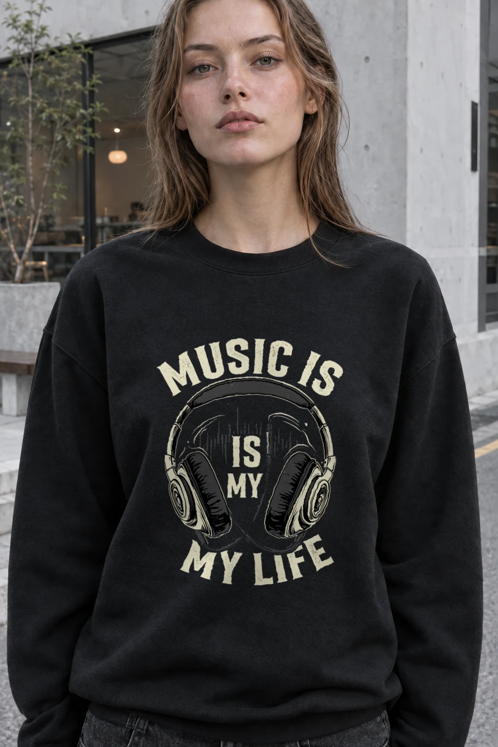 "Music Is My Life" Heavy Blend Unisex Crewneck Sweatshirt | Gildan 18000