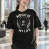 "Music Is My Life" Heavyweight Unisex Crewneck T-shirt | Gildan 5000