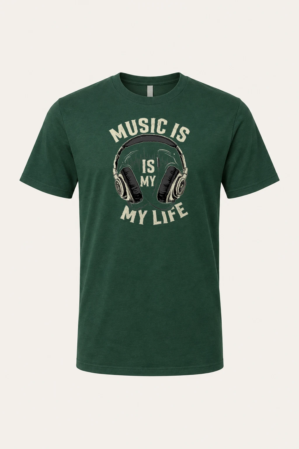"Music Is My Life" Heavyweight Unisex Crewneck T-shirt | Gildan 5000