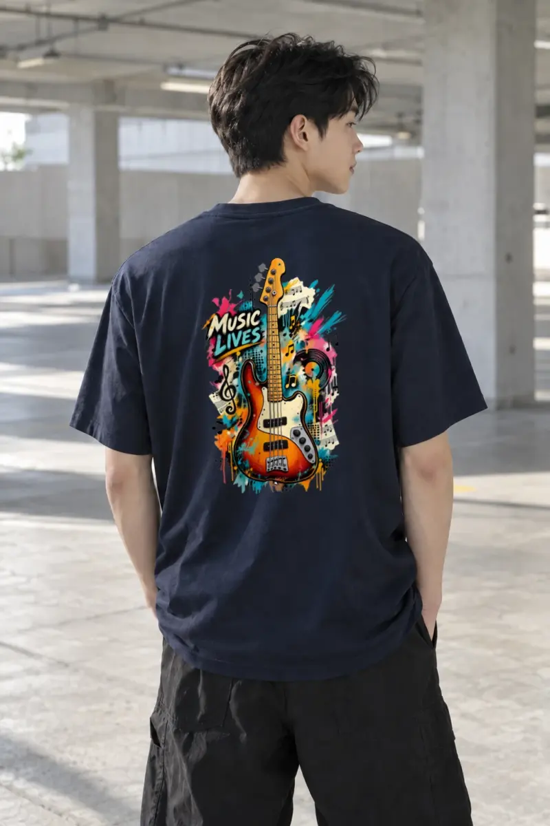 "Music Lives" Heavyweight Unisex Crewneck T-shirt | Gildan 5000