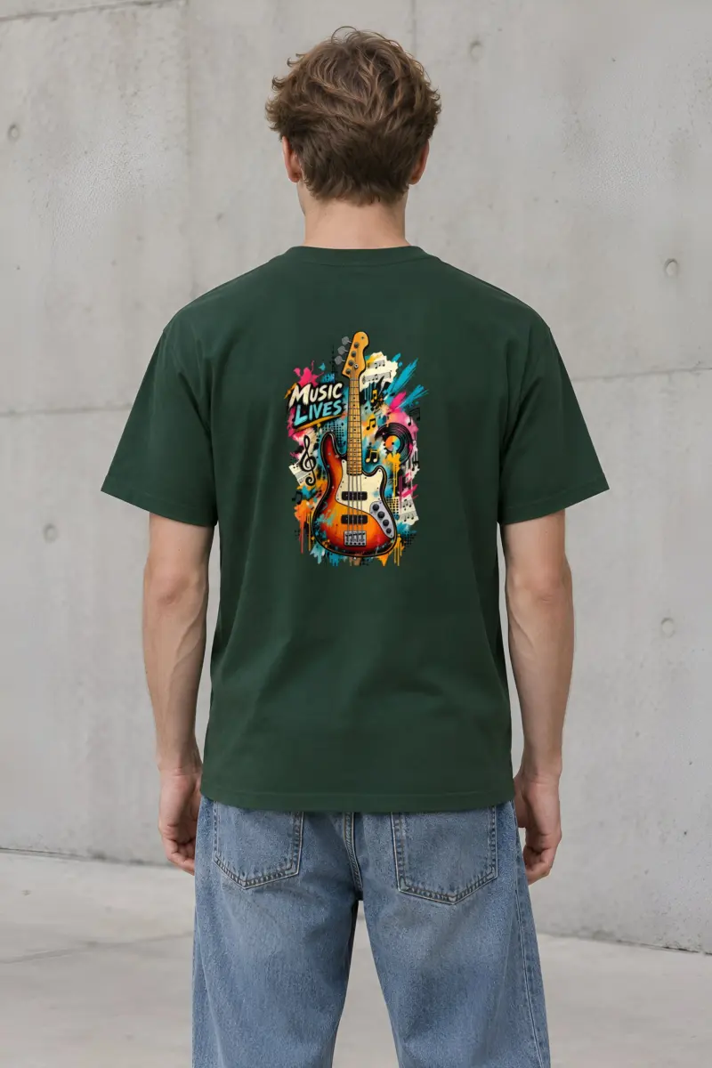 "Music Lives" Heavyweight Unisex Crewneck T-shirt
