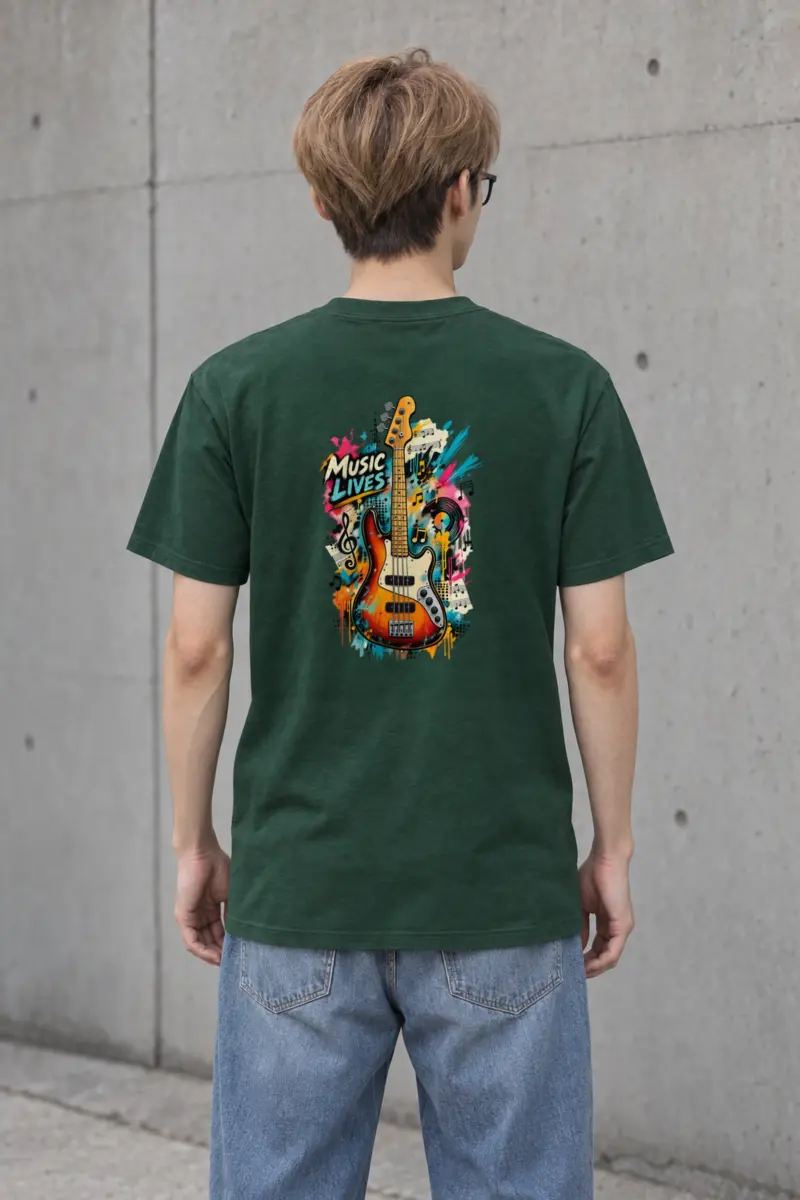 "Music Lives" Heavyweight Unisex Crewneck T-shirt