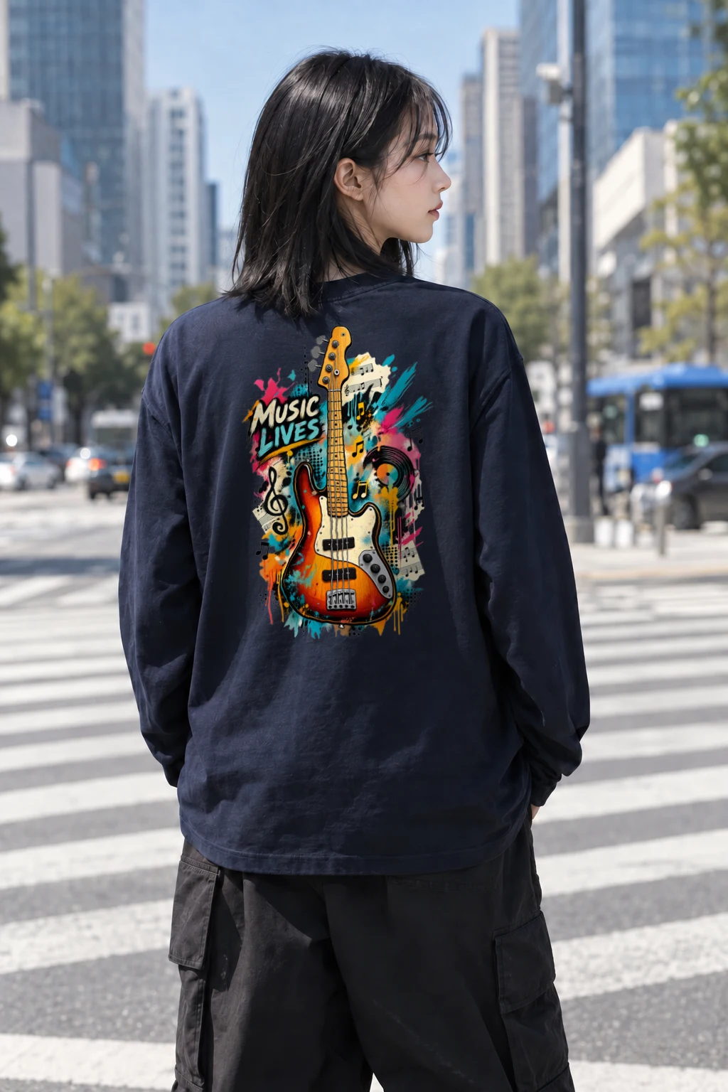 "Music Lives" Unisex Longsleeve T-shirt | Gildan 2400