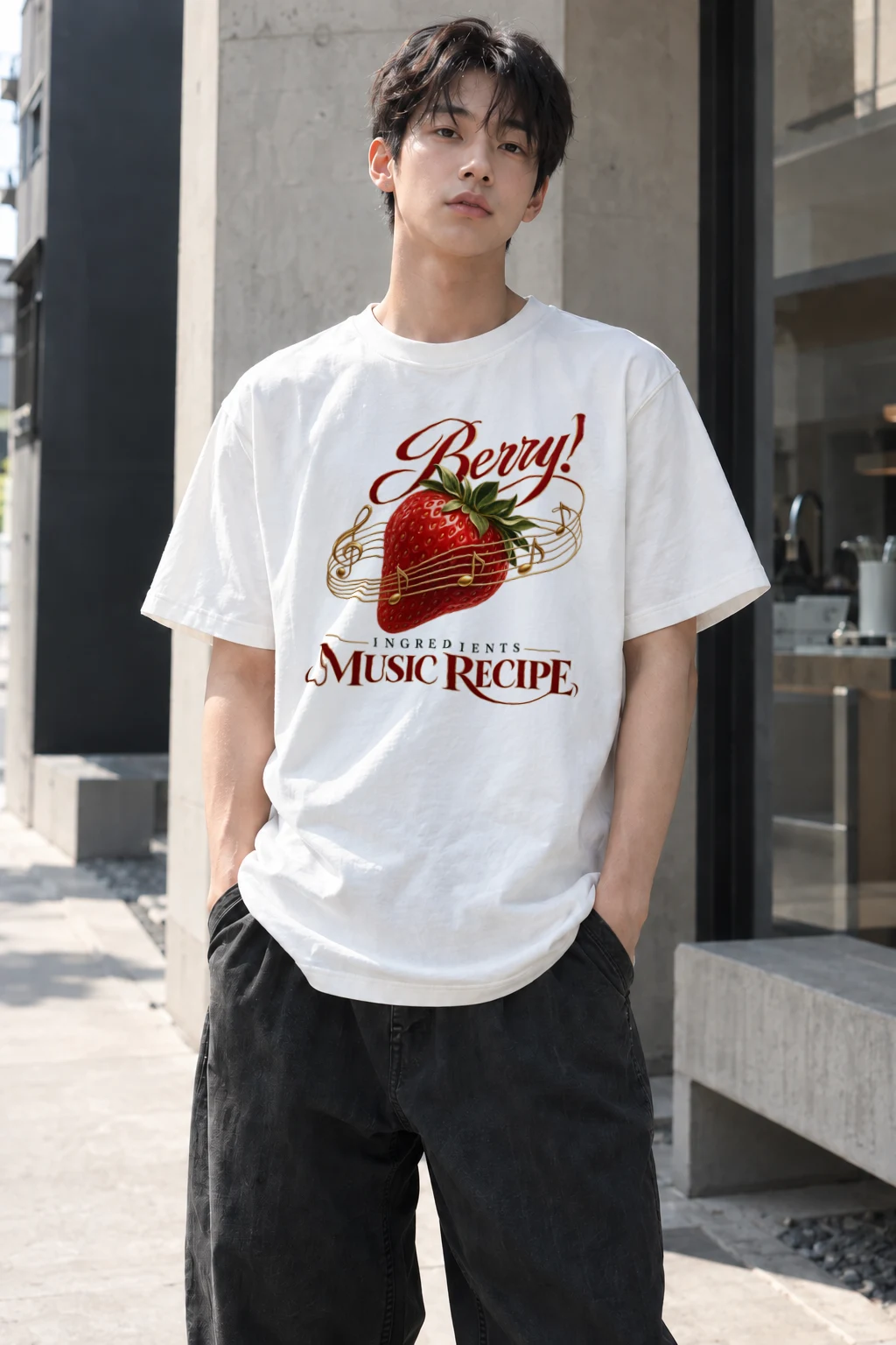 "Music Recipe" Heavyweight Unisex Crewneck T-shirt | Gildan 5000