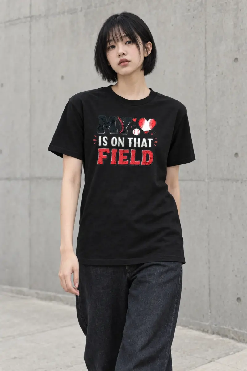 "My Heart Is On That Field" Heavyweight Unisex Crewneck T-shirt | Gildan 5000