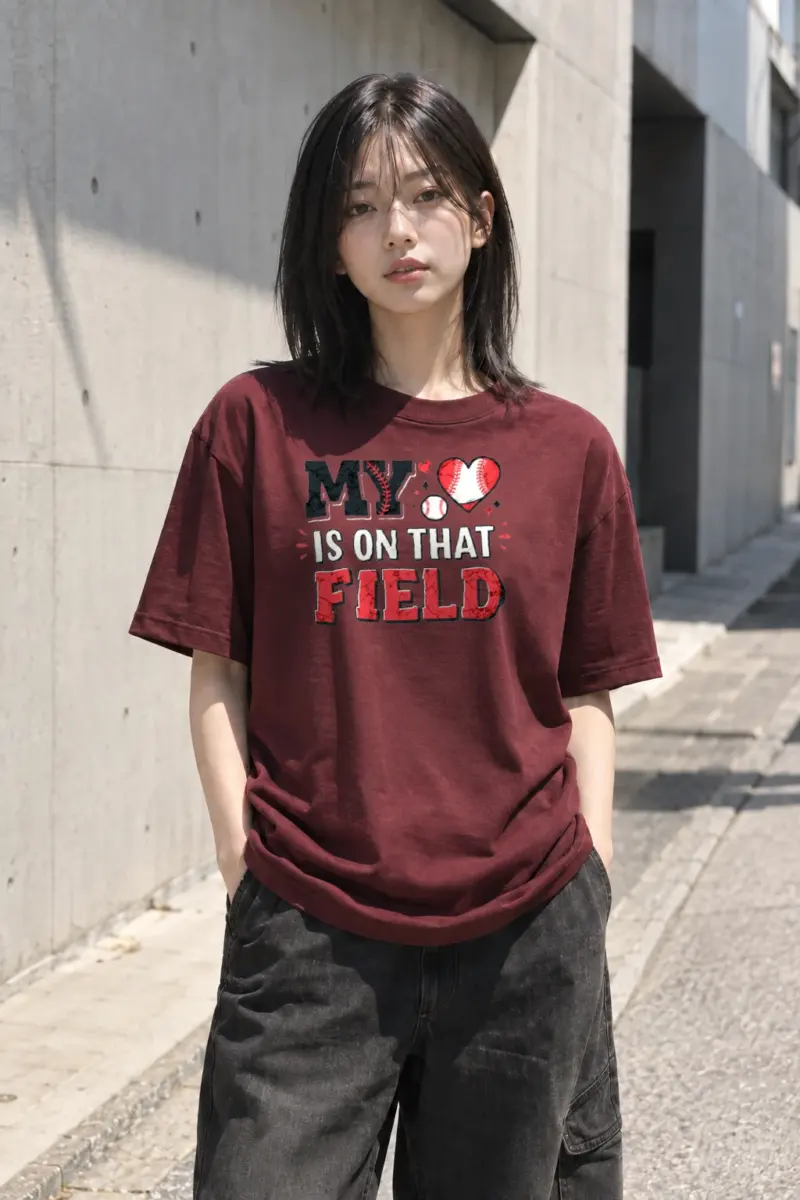 "My Heart Is On That Field" Heavyweight Unisex Crewneck T-shirt | Gildan 5000
