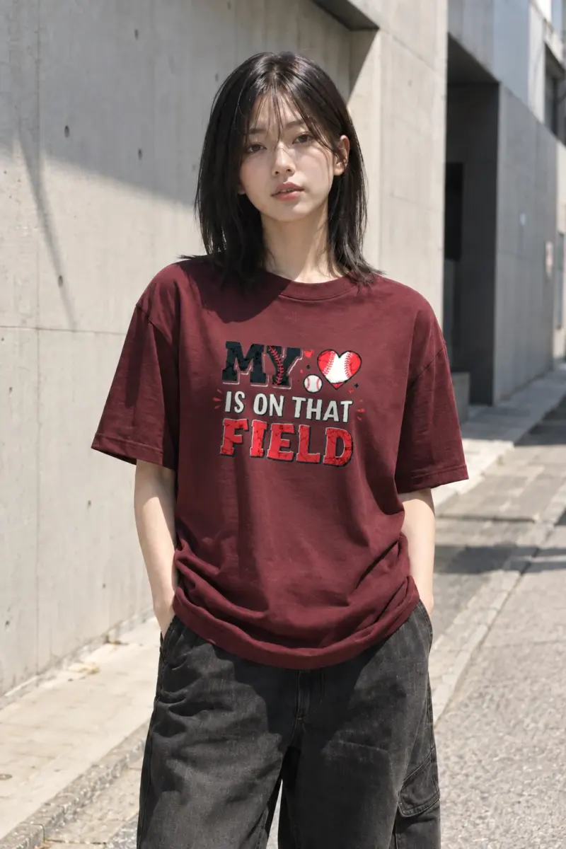 "My Heart Is On That Field" Heavyweight Unisex Crewneck T-shirt | Gildan 5000