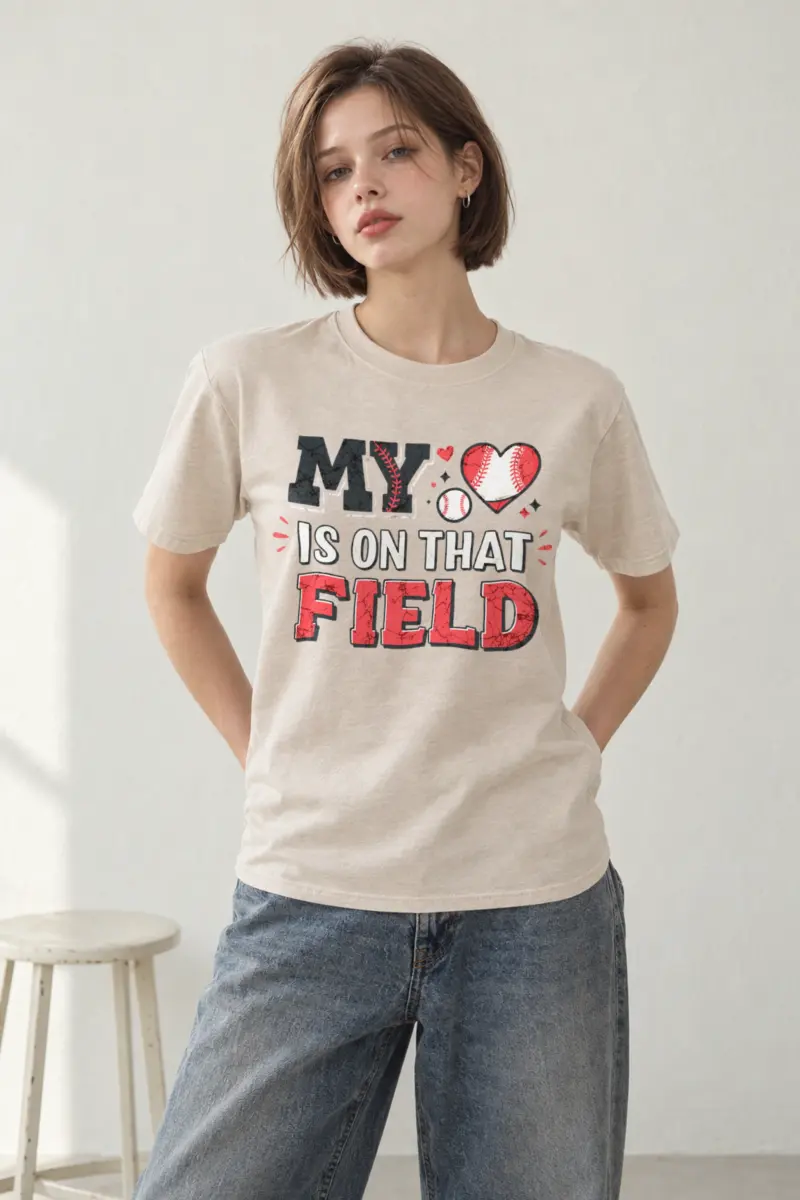 "My Heart Is On That Field" Heavyweight Unisex Crewneck T-shirt