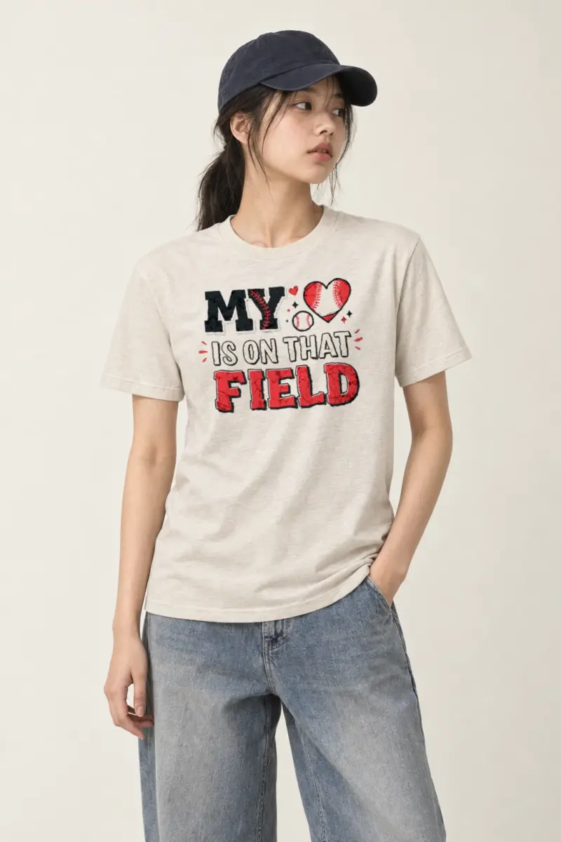 "My Heart Is On That Field" Heavyweight Unisex Crewneck T-shirt
