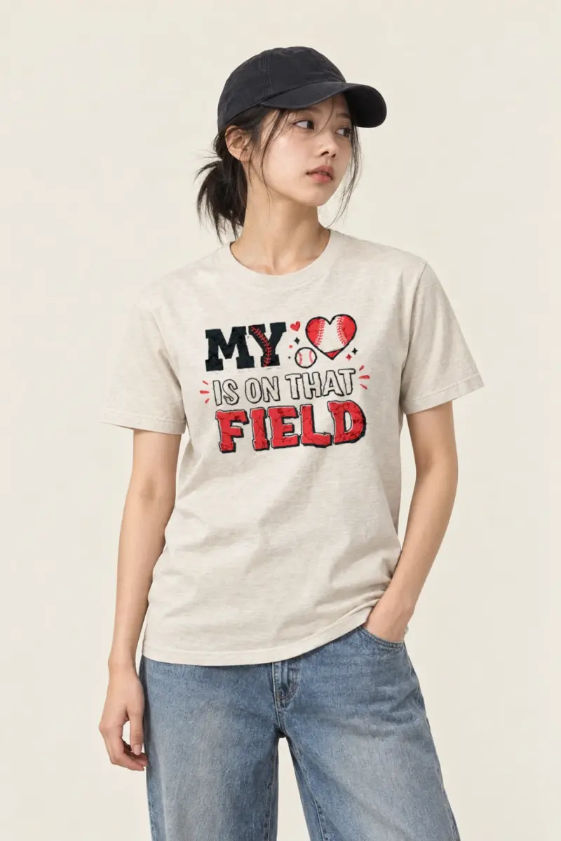 "My Heart Is On That Field" Heavyweight Unisex Crewneck T-shirt