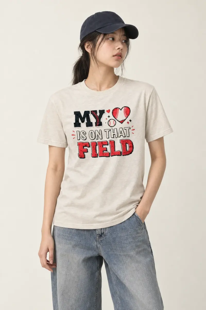 "My Heart Is On That Field" Heavyweight Unisex Crewneck T-shirt