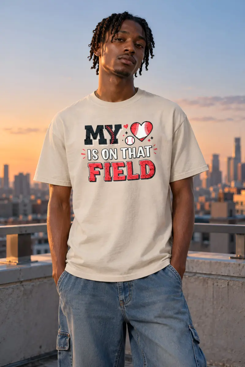 "My Heart Is On That Field" Heavyweight Unisex Crewneck T-shirt