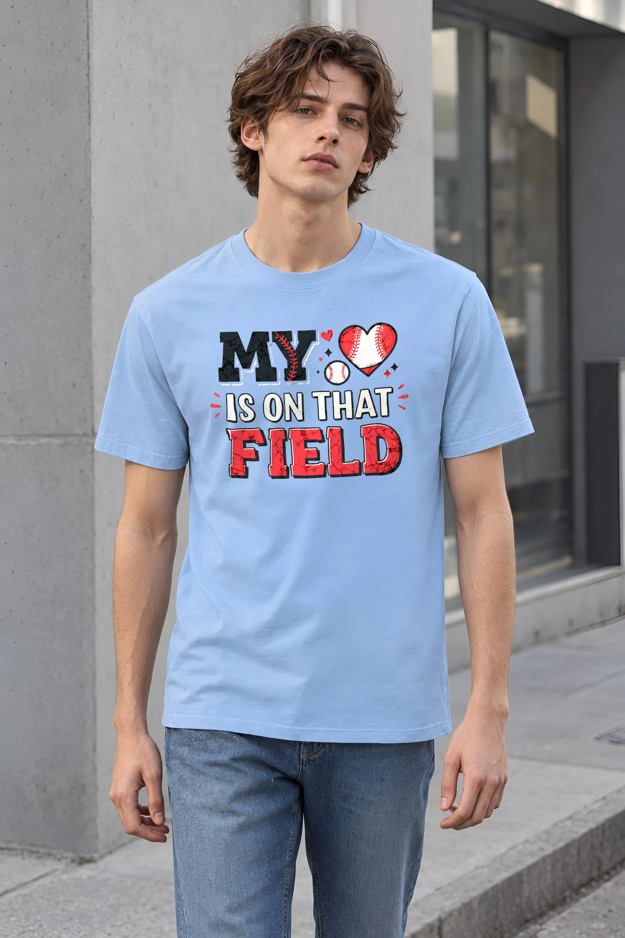 "My Heart Is On That Field" Heavyweight Unisex Crewneck T-shirt