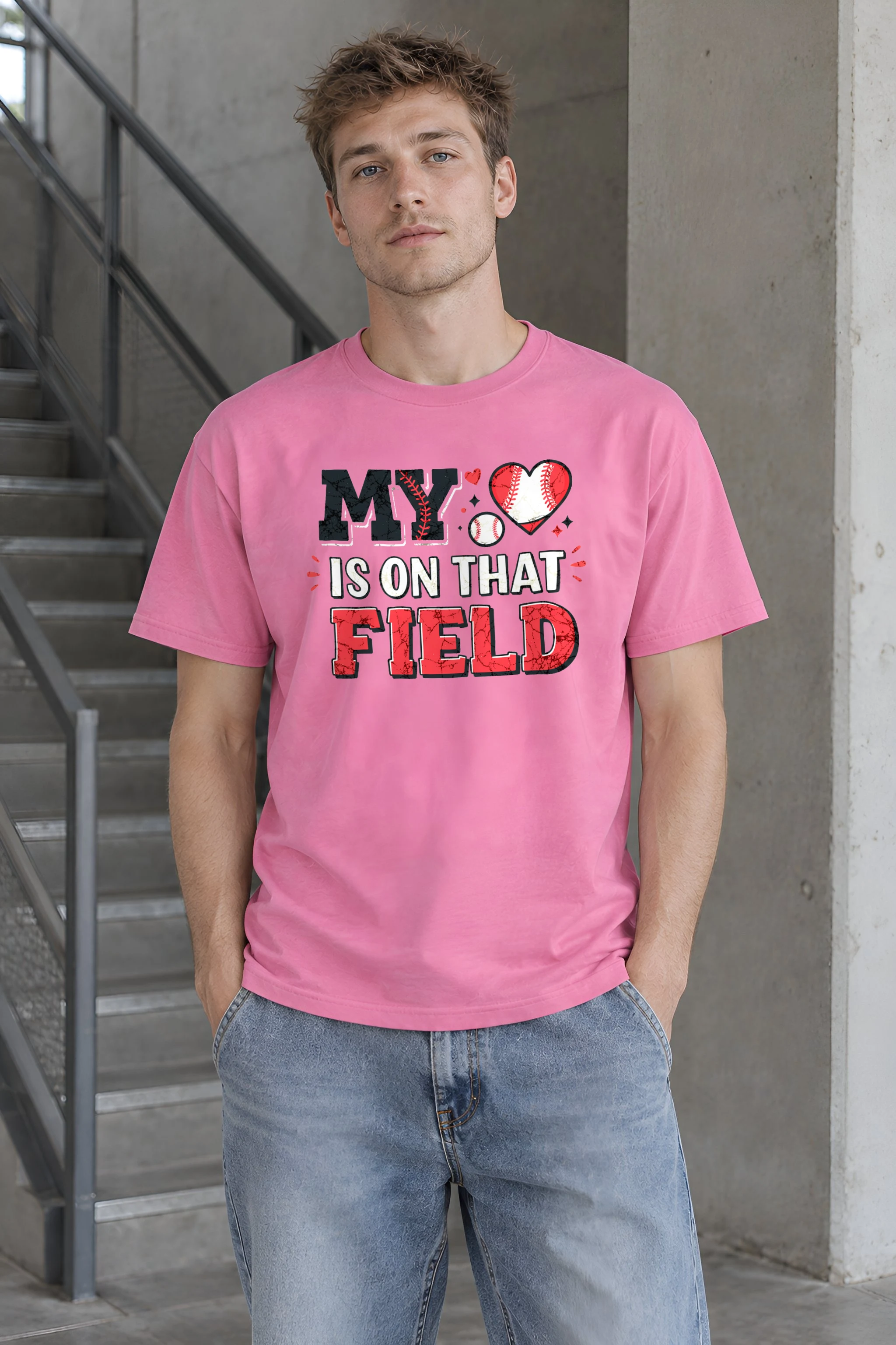 "My Heart Is On That Field" Heavyweight Unisex Crewneck T-shirt