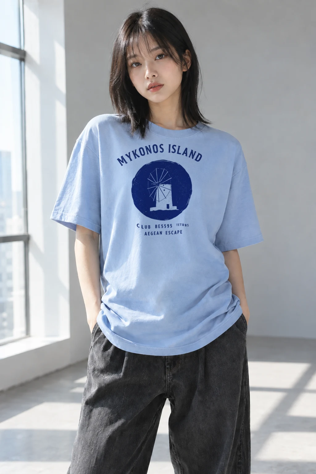 "Mykonos Island Club" Heavyweight Unisex Crewneck T-shirt | Gildan 5000