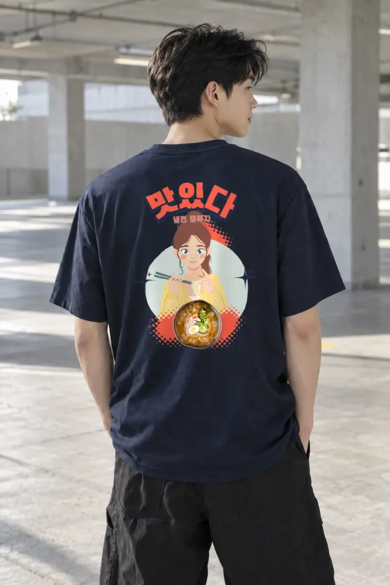 “Naengmyeon Addict” Heavyweight Unisex Crewneck T-shirt | Gildan 5000