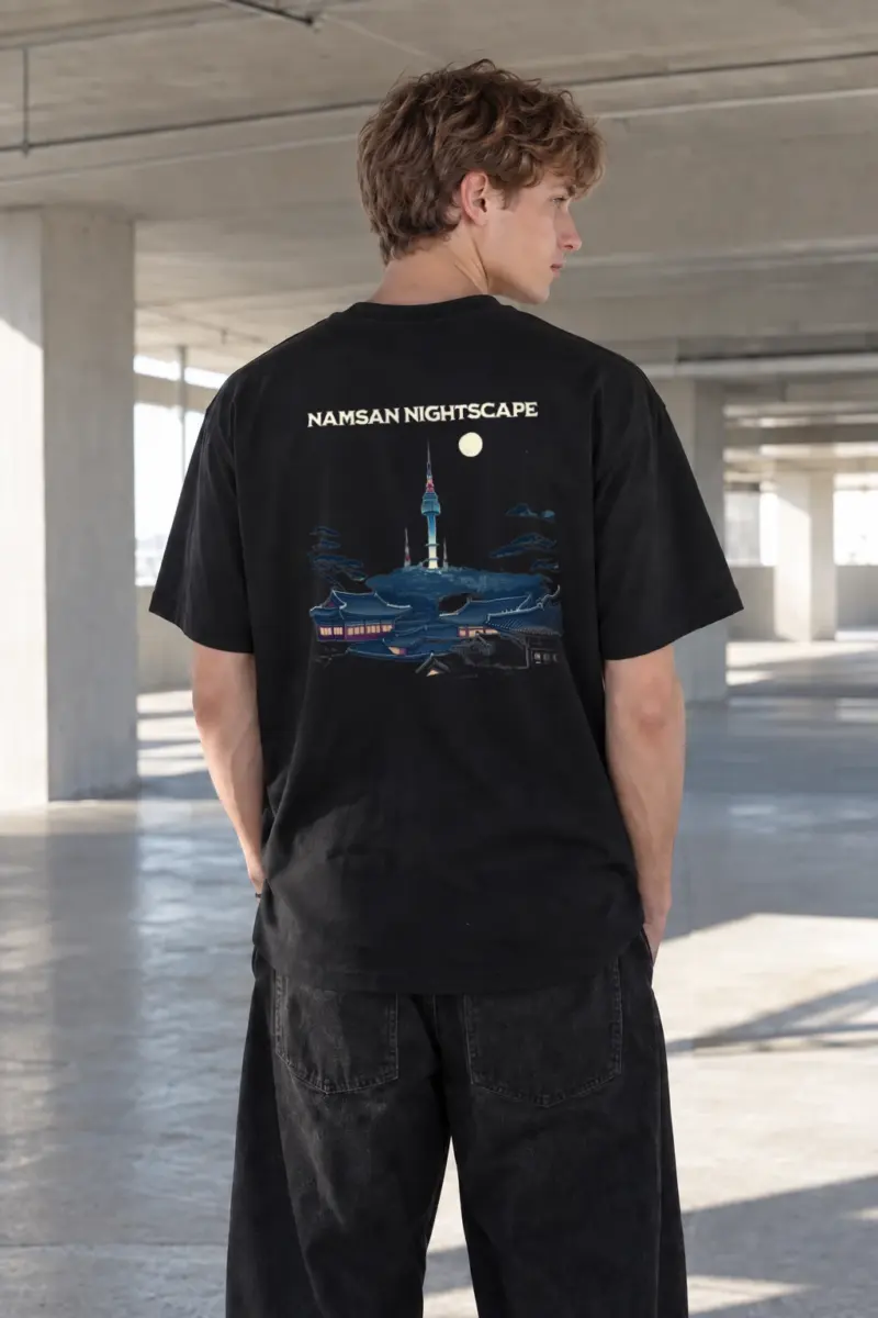 "Namsan Nightscape" Heavyweight Unisex Crewneck T-shirt | Gildan 5000