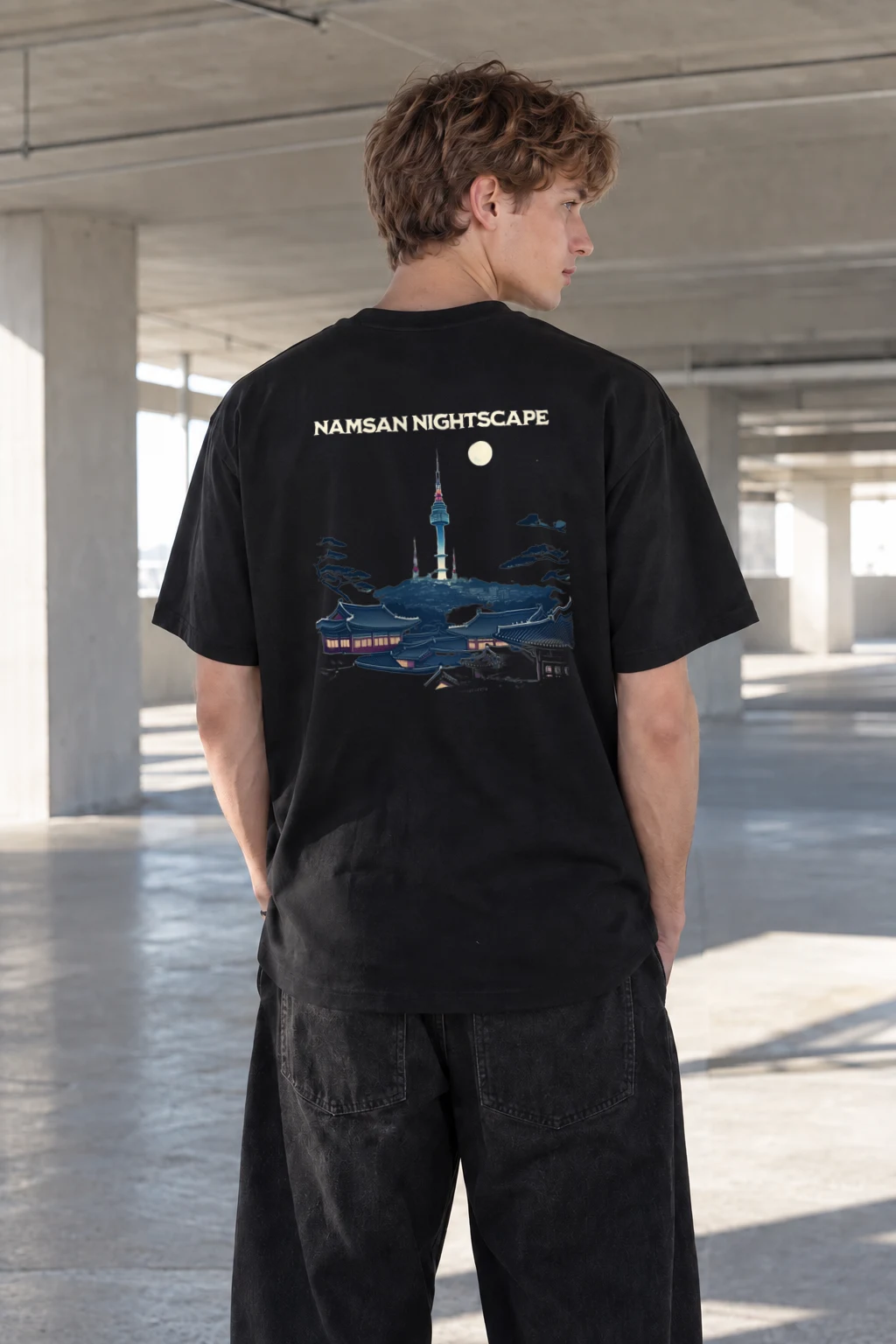 "Namsan Nightscape" Heavyweight Unisex Crewneck T-shirt | Gildan 5000