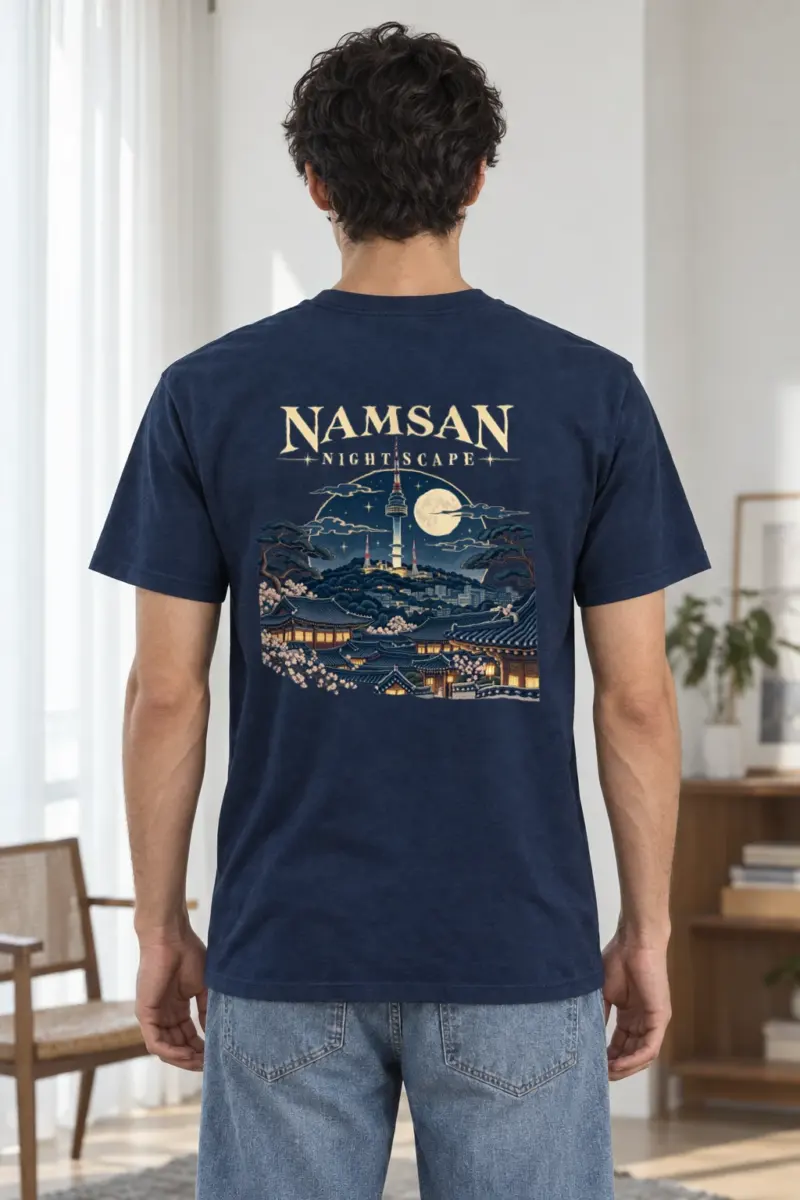 "Namsan Nightscape" Heavyweight Unisex Crewneck T-shirt | Gildan 5000