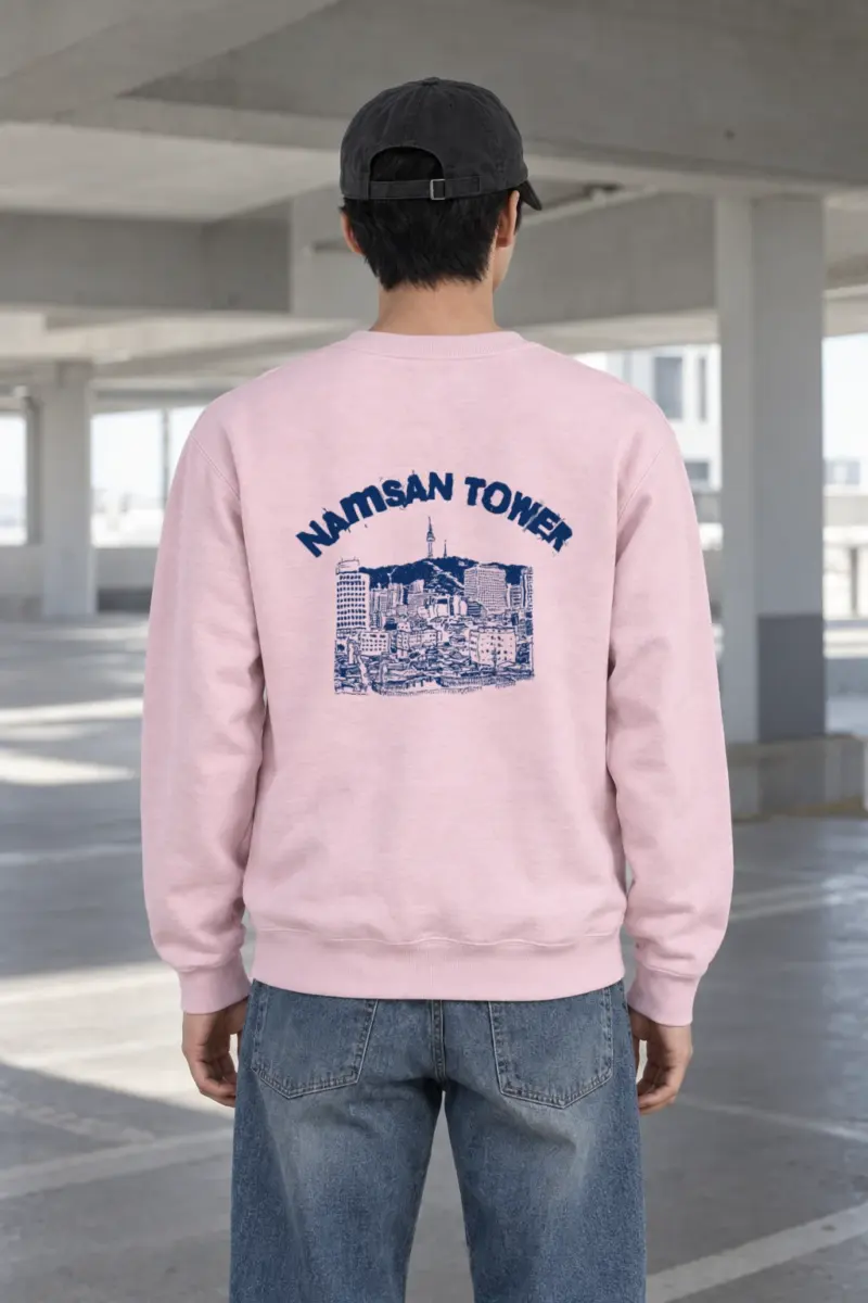 "Namsan Tower Cityscape" Heavy Blend Unisex Crewneck Sweatshirt | Gildan 18000