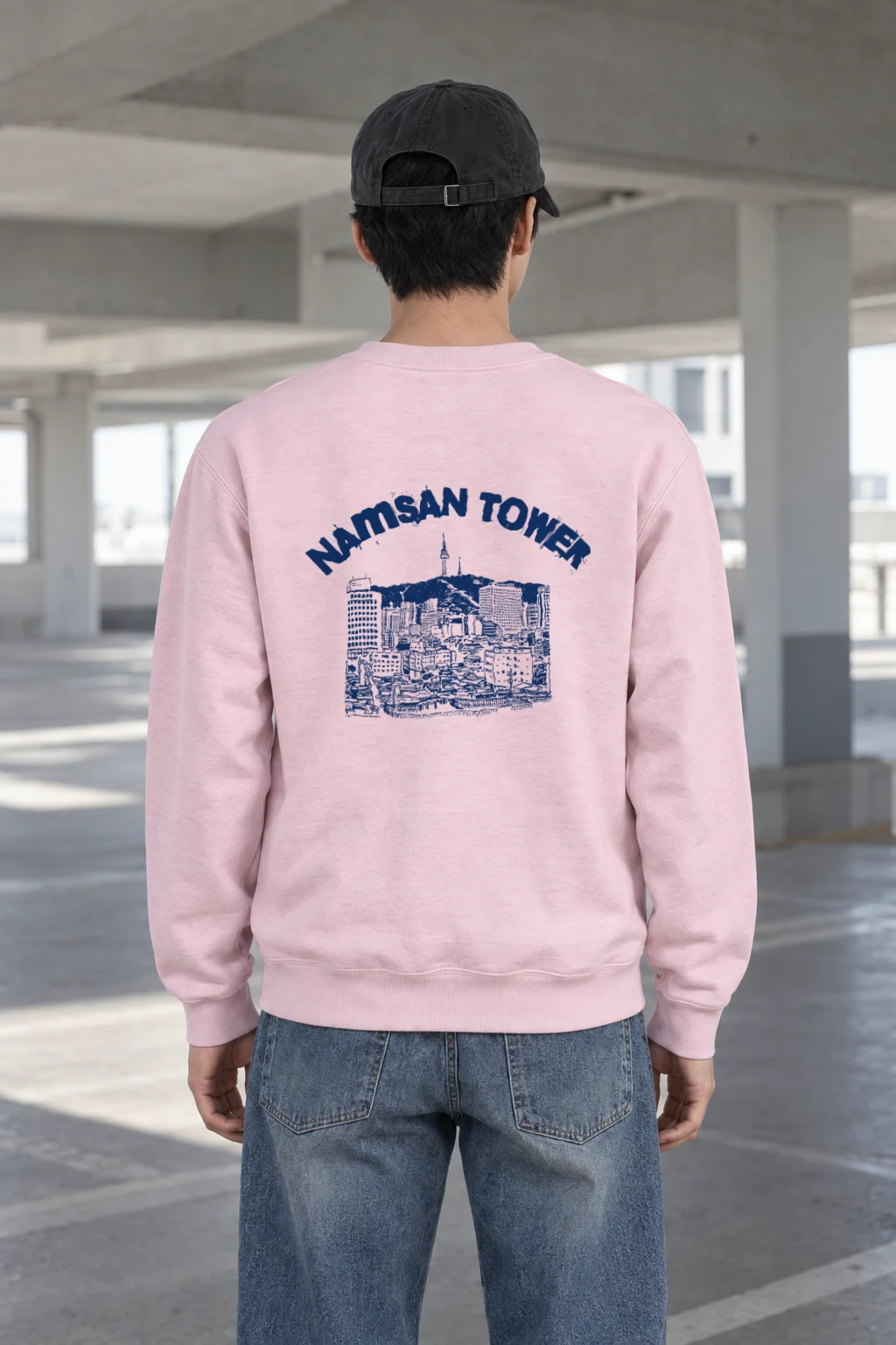 "Namsan Tower Cityscape" Heavy Blend Unisex Crewneck Sweatshirt | Gildan 18000