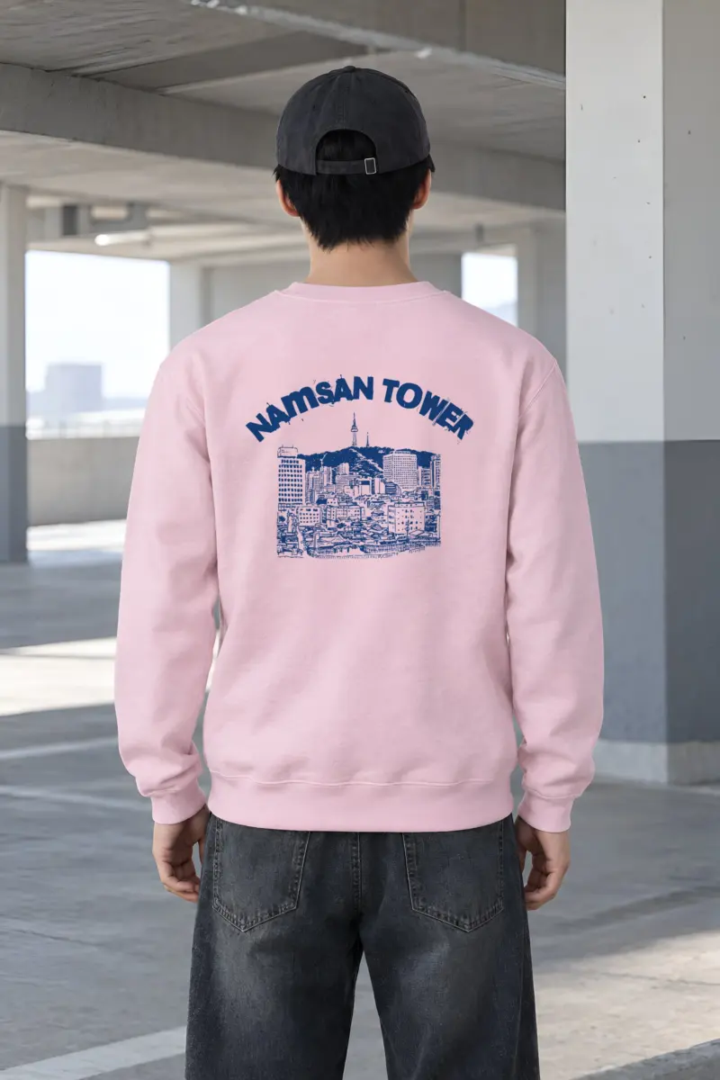 "Namsan Tower Cityscape" Heavy Blend Unisex Crewneck Sweatshirt