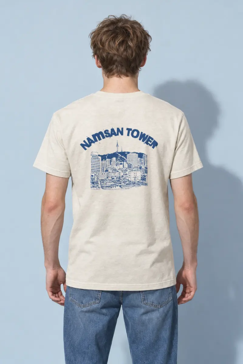 "Namsan Tower Cityscape" Heavyweight Unisex Crewneck T-shirt